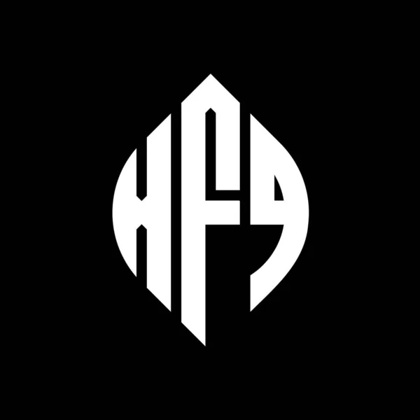 Çember Elips Şekilli Xfq Daire Harf Logosu Tasarımı Tipografik Biçimli — Stok Vektör