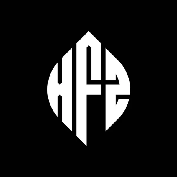 Çember Elips Şekilli Xfz Daire Harf Logosu Tasarımı Tipografik Biçimli — Stok Vektör
