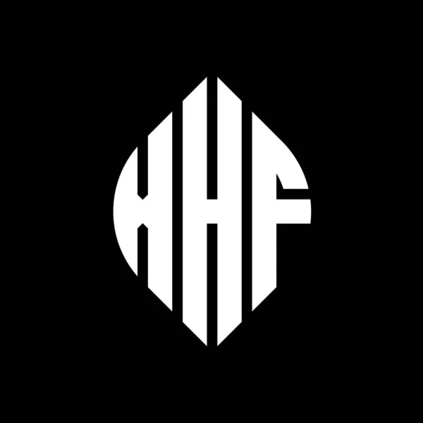 Çember Elips Şekilli Xhf Daire Harf Logosu Tasarımı Tipografik Tarzda — Stok Vektör