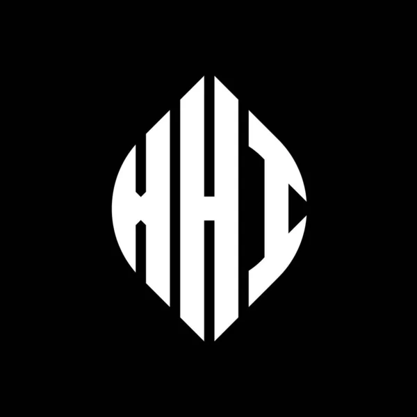 Çember Elips Şekilli Xhi Daire Harf Logosu Tasarımı Tipografik Tarzda — Stok Vektör