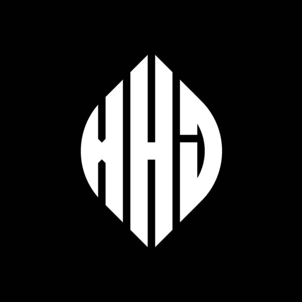 Çember Elips Şekilli Xhj Daire Harf Logosu Tasarımı Tipografik Tarzda — Stok Vektör