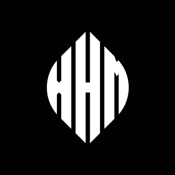 Çember Elips Şekilli Xhm Daire Harf Logosu Tasarımı Tipografik Biçimli — Stok Vektör