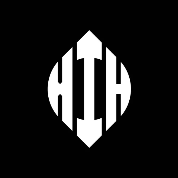Дизайн Логотипу Xih Кругової Літери Колом Формою Еліпса Xih Еліпс — стоковий вектор