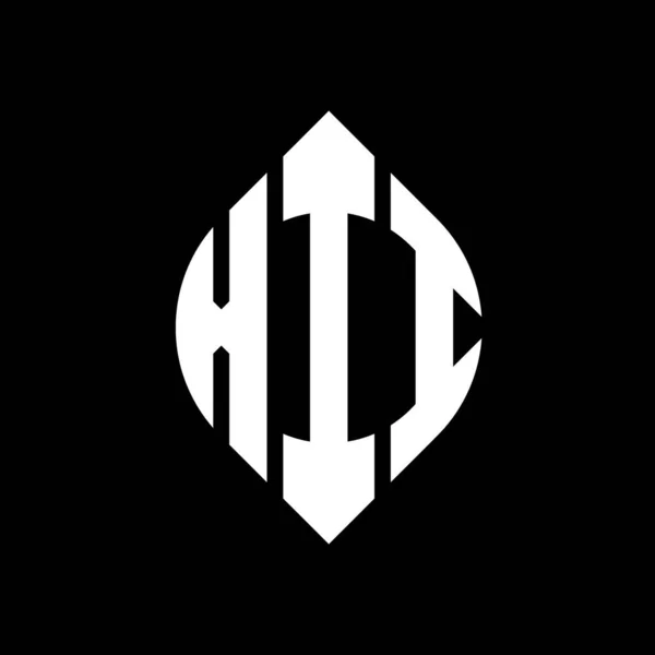 Xii Okrągłe Logo Okręgiem Elipsą Xii Litery Eliptyczne Stylu Typograficznym — Wektor stockowy