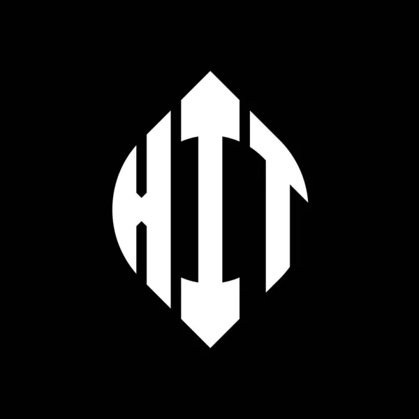 Çember Elips Şekilli Xit Daire Harf Logosu Tasarımı Tipografik Tarzda — Stok Vektör