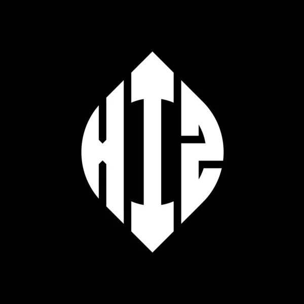 Çember Elips Şekilli Xiz Daire Harf Logosu Tasarımı Tipografik Biçimli — Stok Vektör