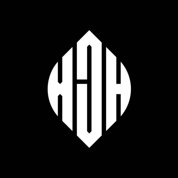 Çember Elips Şekilli Xjh Daire Harf Logosu Tasarımı Tipografik Biçimli — Stok Vektör