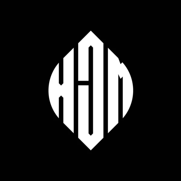 Çember Elips Şekilli Xjm Daire Harf Logosu Tasarımı Tipografik Biçimli — Stok Vektör