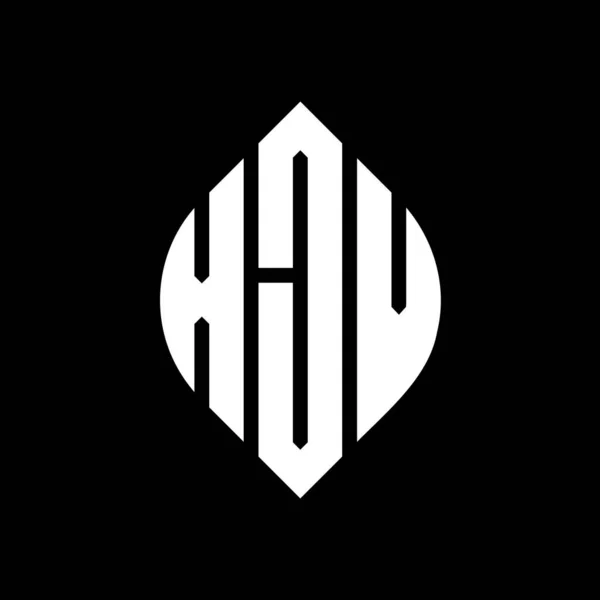 Xjv Дизайн Логотипа Круга Буквы Кругом Эллипсом Формы Xjv Эллиптические — стоковый вектор