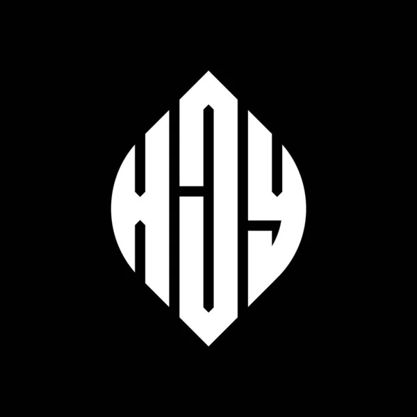 Дизайн Логотипу Xjy Кругової Літери Колом Формою Еліпса Xjy Еліпс — стоковий вектор