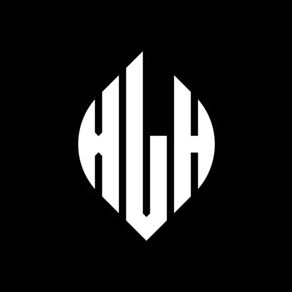Xlh Kruhové Písmeno Logo Design Kruhovým Elipsovým Tvarem Xlh Elipsy — Stockový vektor
