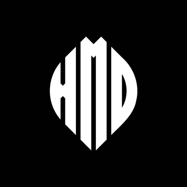 Çember Elips Şekilli Xmd Daire Harf Logosu Tasarımı Tipografik Biçimli — Stok Vektör