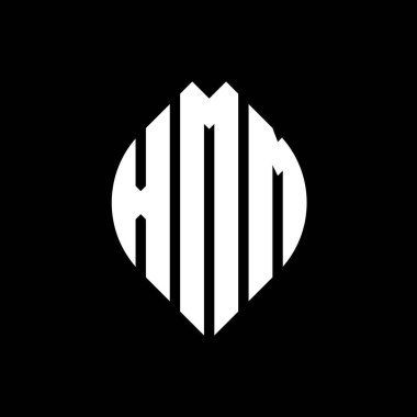 Çember ve elips şekilli XMM daire harf logosu tasarımı. Tipografik biçimli XMM elips harfleri. Üç baş harf daire şeklinde bir logo oluşturuyor. XMM Çember Amblemi Soyut Monogram Harf İşaretleyici Vektörü.