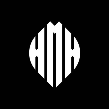 Çember ve elips şekilli XMX daire harf logosu tasarımı. Tipografik biçimli XMX elips harfleri. Üç baş harf daire şeklinde bir logo oluşturuyor. XMX Çemberi Amblemi Soyut Monogram Harf İşareti Vector.XMX daire harfli logo tasarımı daire ve ellip