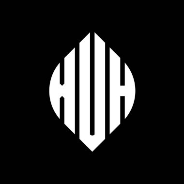Çember ve elips şekilli XUH daire harf logosu tasarımı. Tipografik tarzda XUH elips harfleri. Üç baş harf daire şeklinde bir logo oluşturuyor. XUH Çember Amblemi Soyut Monogram Harf İşaretleme Vektörü.