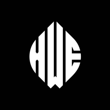 Çember ve elips şekilli XWE daire harf logosu tasarımı. XWE elips harfleri tipografik tarzda. Üç baş harf daire şeklinde bir logo oluşturuyor. XWE Çember Amblemi Soyut Monogram Harf İşaretleme Vektörü.