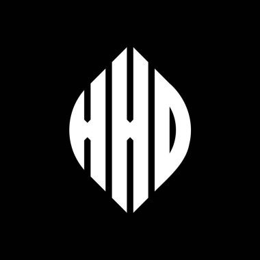 Çember ve elips şekilli XXD daire harf logosu tasarımı. Tipografik biçimli XXD elips harfleri. Üç baş harf daire şeklinde bir logo oluşturuyor. XXD Çember Amblemi Soyut Monogram Harf İşaretleyici Vektörü.