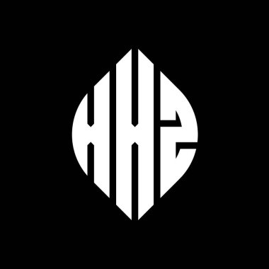 Çember ve elips şekilli XXZ daire harf logosu tasarımı. Tipografik biçimli XXZ elips harfleri. Üç baş harf daire şeklinde bir logo oluşturuyor. XXZ Çember Amblemi Soyut Monogram Harf İşaretleyici Vektörü.