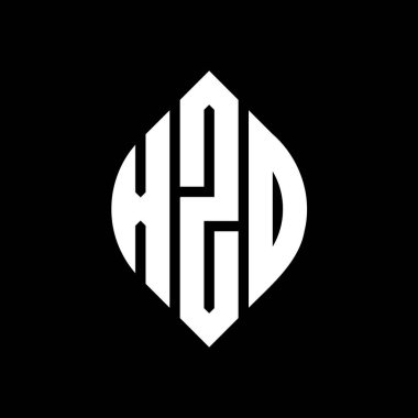 Çember ve elips şekilli XZD daire harf logosu tasarımı. Tipografik biçimli XZD elips harfleri. Üç baş harf daire şeklinde bir logo oluşturuyor. XZD Çember Amblemi Soyut Monogram Harf İşaretleyici Vektörü.
