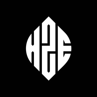 Çember ve elips şekilli XZE daire harf logosu tasarımı. Tipografik biçimli XZE elips harfleri. Üç baş harf daire şeklinde bir logo oluşturuyor. XZE Çember Amblemi Soyut Monogram Harf İşaretleyici Vektörü.