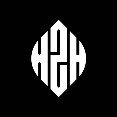 Çember ve elips şekilli XZH daire harf logosu tasarımı. Tipografik biçimli XZH elips harfleri. Üç baş harf daire şeklinde bir logo oluşturuyor. XZH Çember Amblemi Soyut Monogram Harf İşaretleyici Vektörü.