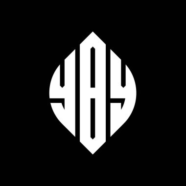 Çember ve elips şekilli YBY daire harf logosu tasarımı. Tipografik biçimli YBY elips harfleri. Üç baş harf daire şeklinde bir logo oluşturuyor. YBY Çemberi Amblemi Soyut Monogram Harf İşaretleme Vektörü.