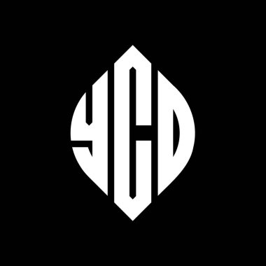 Çember ve elips şekilli YCD daire harf logosu tasarımı. Tipografik biçimli YCD elips harfleri. Üç baş harf daire şeklinde bir logo oluşturuyor. YCD Çemberi Amblemi Soyut Monogram Harf İşaretleyici Vektörü.