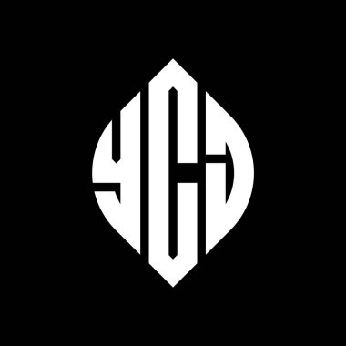 Çember ve elips şekilli YCJ daire harf logosu tasarımı. YCJ elips harfleri tipografik tarzda. Üç baş harf daire şeklinde bir logo oluşturuyor. YCJ Çember Amblemi Soyut Monogram Harf İşaretleyici Vektörü.