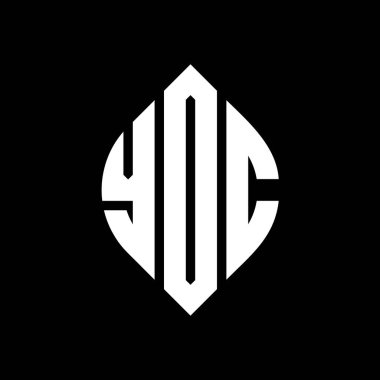 Çember ve elips şekilli YDC daire harf logosu tasarımı. YDC elips harfleri tipografik tarzda. Üç baş harf daire şeklinde bir logo oluşturuyor. YDC Çember Amblemi Soyut Monogram Harf İşaretleme Vektörü.