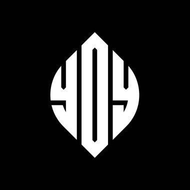 Çember ve elips şekilli YDY daire harf logosu tasarımı. YDY elips harfleri tipografik tarzda. Üç baş harf daire şeklinde bir logo oluşturuyor. YDY Çemberi Amblemi Soyut Monogram Harf İşaretleme Vektörü.
