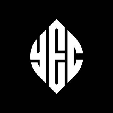 Çember ve elips şekilli YEC daire harf logosu tasarımı. Tipografik şekilli YEC elips harfleri. Üç baş harf daire şeklinde bir logo oluşturuyor. YEC Çember Amblemi Soyut Monogram Harf İşaretleme Vektörü.
