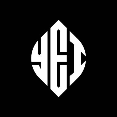 Çember ve elips şekilli daire şeklinde harf logosu tasarımı. Tipografik tarzda elips harfler. Üç baş harf daire şeklinde bir logo oluşturuyor. YEI Çember Amblemi Soyut Monogram Harf İşaretleme Vektörü.