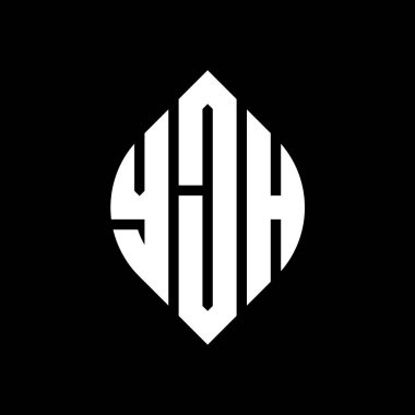 Çember ve elips şekilli YJH daire harf logosu tasarımı. YJH elips harfleri tipografik tarzda. Üç baş harf daire şeklinde bir logo oluşturuyor. YJH Çember Amblemi Soyut Monogram Harf İşaretleme Vektörü.