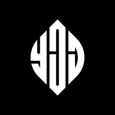Çember ve elips şekilli YJJ daire harf logosu tasarımı. YJJ elips harfleri tipografik tarzda. Üç baş harf daire şeklinde bir logo oluşturuyor. YJJ Çember Amblemi Soyut Monogram Harf İşaretleyici Vektörü.