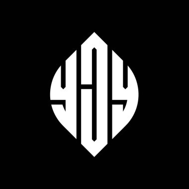 Çember ve elips şekilli YJY daire harf logosu tasarımı. YJY elips harfleri tipografik tarzda. Üç baş harf daire şeklinde bir logo oluşturuyor. YJY Çember Amblemi Soyut Monogram Harf İşaretleyici Vektörü.
