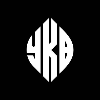 Çember ve elips şekilli YKB daire harf logosu tasarımı. Tipografik biçimli YKB elips harfleri. Üç baş harf daire şeklinde bir logo oluşturuyor. YKB Çember Amblemi Soyut Monogram Harf İşaretleme Vektörü.