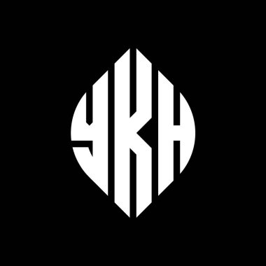 Çember ve elips şekilli YKH daire harf logosu tasarımı. Tipografik biçimli YKH elips harfleri. Üç baş harf daire şeklinde bir logo oluşturuyor. YKH Çember Amblemi Soyut Monogram Harf İşaretleme Vektörü.