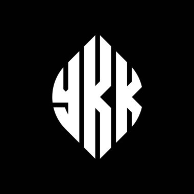 Çember ve elips şekilli YKK daire harf logosu tasarımı. YKK elips harfleri tipografik tarzda. Üç baş harf daire şeklinde bir logo oluşturuyor. YKK Çember Amblemi Soyut Monogram Harf İşaretleme Vektörü.