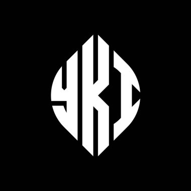 Çember ve elips şekilli YKI daire harf logosu tasarımı. YKI elips harfleri tipografik tarzda. Üç baş harf daire şeklinde bir logo oluşturuyor. YKI Çember Amblemi Soyut Monogram Harf İşaretleme Vektörü.