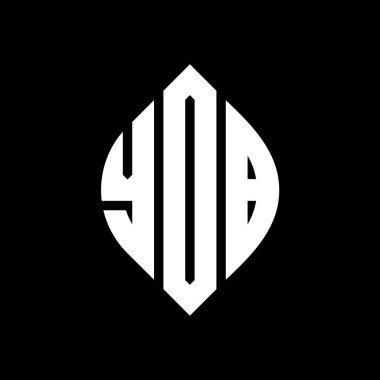 Çember ve elips şekilli YOB daire harf logosu tasarımı. Tipografik biçimli YOB elips harfleri. Üç baş harf daire şeklinde bir logo oluşturuyor. YOB Çemberi Amblemi Soyut Monogram Harf İşaretleme Vektörü.