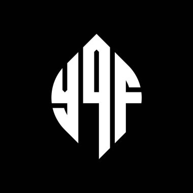 Çember ve elips şekilli YQF daire harf logosu tasarımı. YQF elips harfleri tipografik tarzda. Üç baş harf daire şeklinde bir logo oluşturuyor. YQF Çember Amblemi Soyut Monogram Harf İşaretleyici Vektörü.