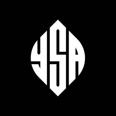 Çember ve elips şekilli YSA daire harf logosu tasarımı. YSA elips harfleri tipografik tarzda. Üç baş harf daire şeklinde bir logo oluşturuyor. YSA Çemberi Amblemi Soyut Monogram Harf İşaretleme Vektörü.