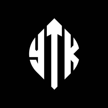 Çember ve elips şekilli YTK daire harf logosu tasarımı. YTK elips harfleri tipografik tarzda. Üç baş harf daire şeklinde bir logo oluşturuyor. YTK Çemberi Amblemi Soyut Monogram Harf İşaretleme Vektörü.