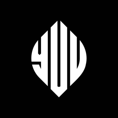 Çember ve elips şekilli yuvarlak harf logosu tasarımı. Typographic tarzında elips harflerin. Üç baş harf daire şeklinde bir logo oluşturuyor. YUU Çember Amblemi Soyut Monogram Harf İşaretleyici Vektörü.