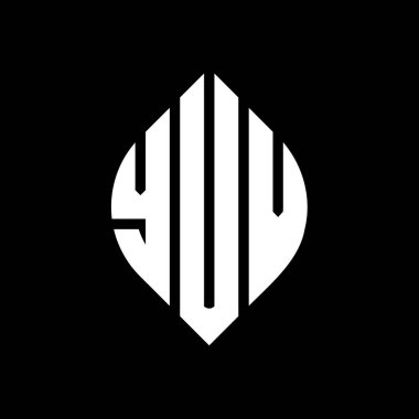 Çember ve elips şekilli YUV daire harf logosu tasarımı. YUV elips harfleri tipografik tarzda. Üç baş harf daire şeklinde bir logo oluşturuyor. YUV Çember Amblemi Soyut Monogram Harf İşaretleyici Vektörü.