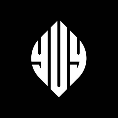 Çember ve elips şekilli YUY daire harf logosu tasarımı. YUY elips harfleri tipografik tarzda. Üç baş harf daire şeklinde bir logo oluşturuyor. YUY Çemberi Amblemi Soyut Monogram Harf İşaretleyici Vektörü.