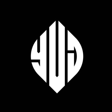 Çember ve elips şekilli YVJ daire harf logosu tasarımı. YVJ elips harfleri tipografik tarzda. Üç baş harf daire şeklinde bir logo oluşturuyor. YVJ Çember Amblemi Soyut Monogram Harf İşaretleyici Vektörü.