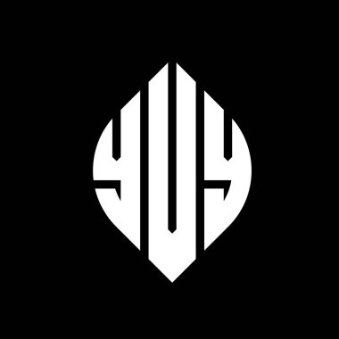 Çember ve elips şekilli YVY daire harf logosu tasarımı. Tipografik biçimli YVY elips harfleri. Üç baş harf daire şeklinde bir logo oluşturuyor. YVY Çember Amblemi Soyut Monogram Harf İşaretleyici Vektörü.