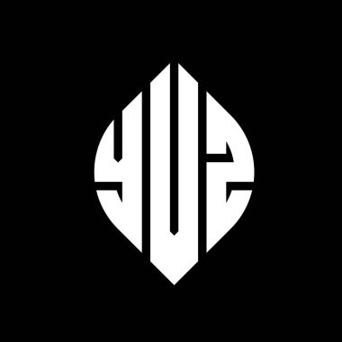 Çember ve elips şekilli YVZ daire harf logosu tasarımı. Tipografik biçimli YVZ elips harfleri. Üç baş harf daire şeklinde bir logo oluşturuyor. YVZ Çember Amblemi Soyut Monogram Harf İşaretleyici Vektörü.