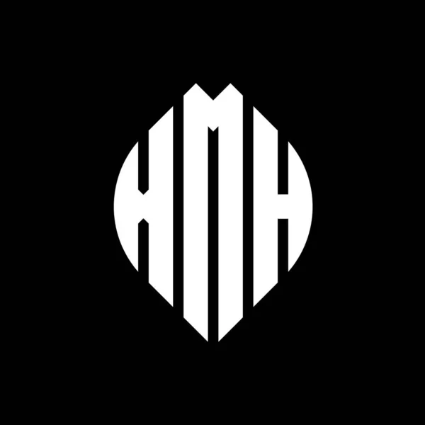 Xmh Cerchio Lettera Logo Design Con Cerchio Forma Ellittica Lettere — Vettoriale Stock